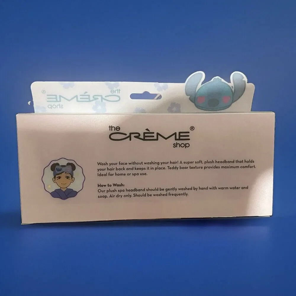 The Crème Shop Disney Stitch Spa Teddy Headband Pink Plush Fabric Bow